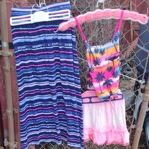 Tropical Kids Matching Set with 2 Skirts and Takini Top